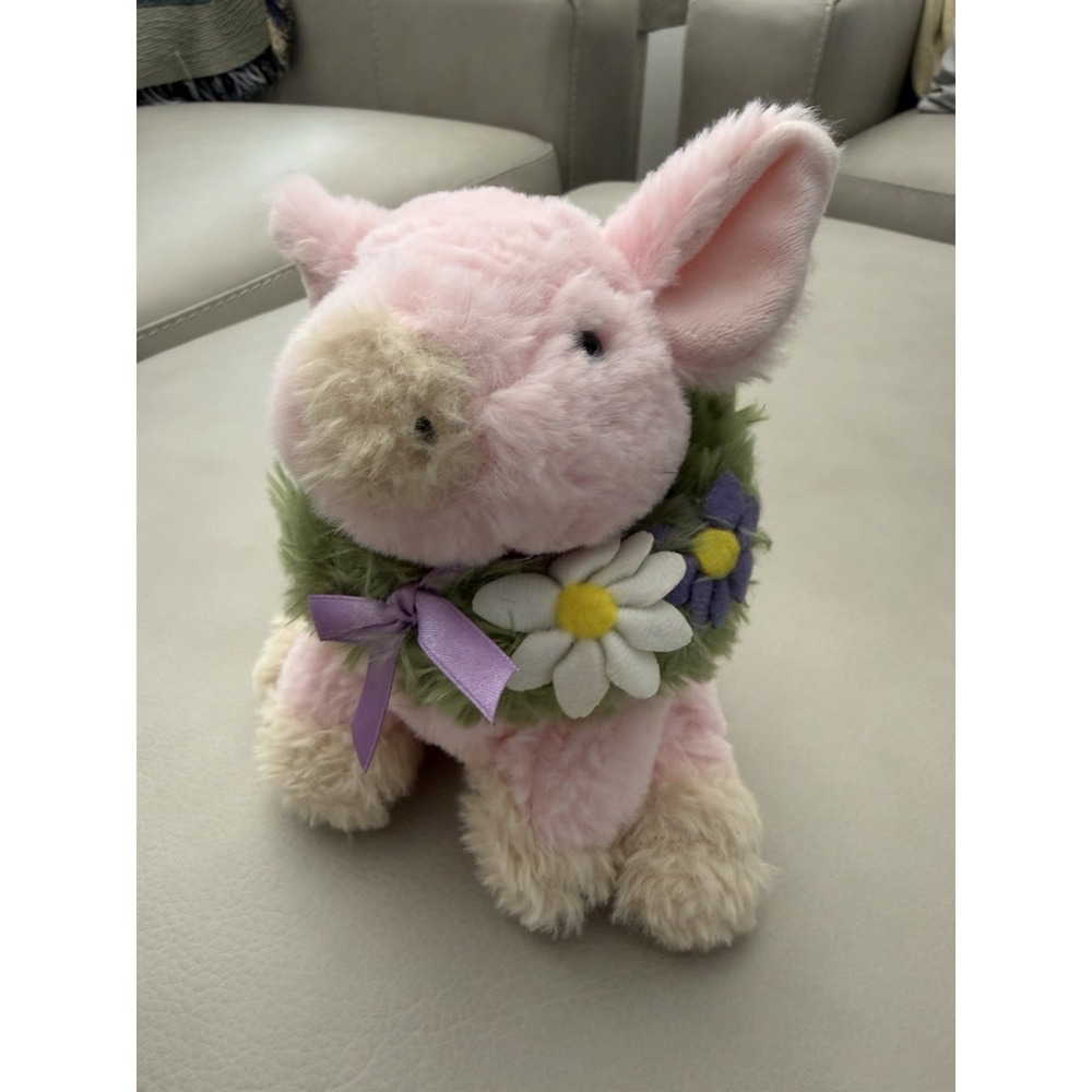 GANZ Springtime‎ Buds Pig plush with wreath 6" stuffed animal Piggy